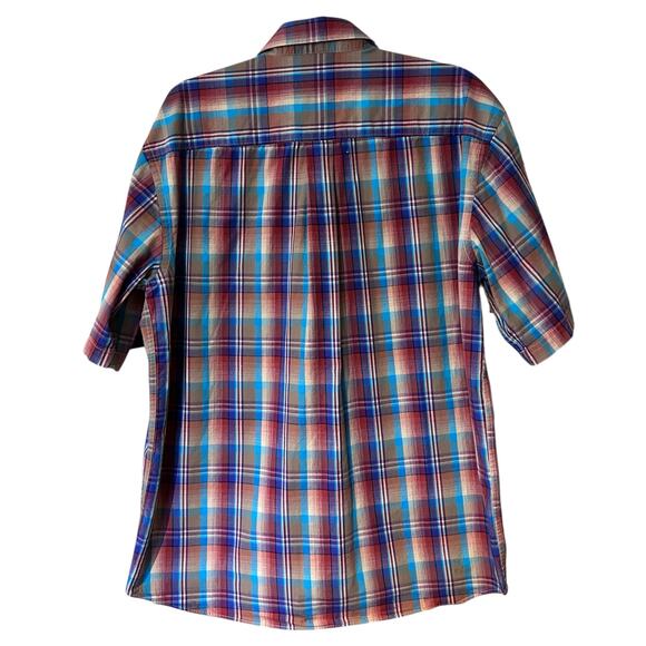 Forsyth Of Canada Mens Shirt Short Sleeve Non-Iron XL Purple/Orange Plaid Preppy - Picture 9 of 9